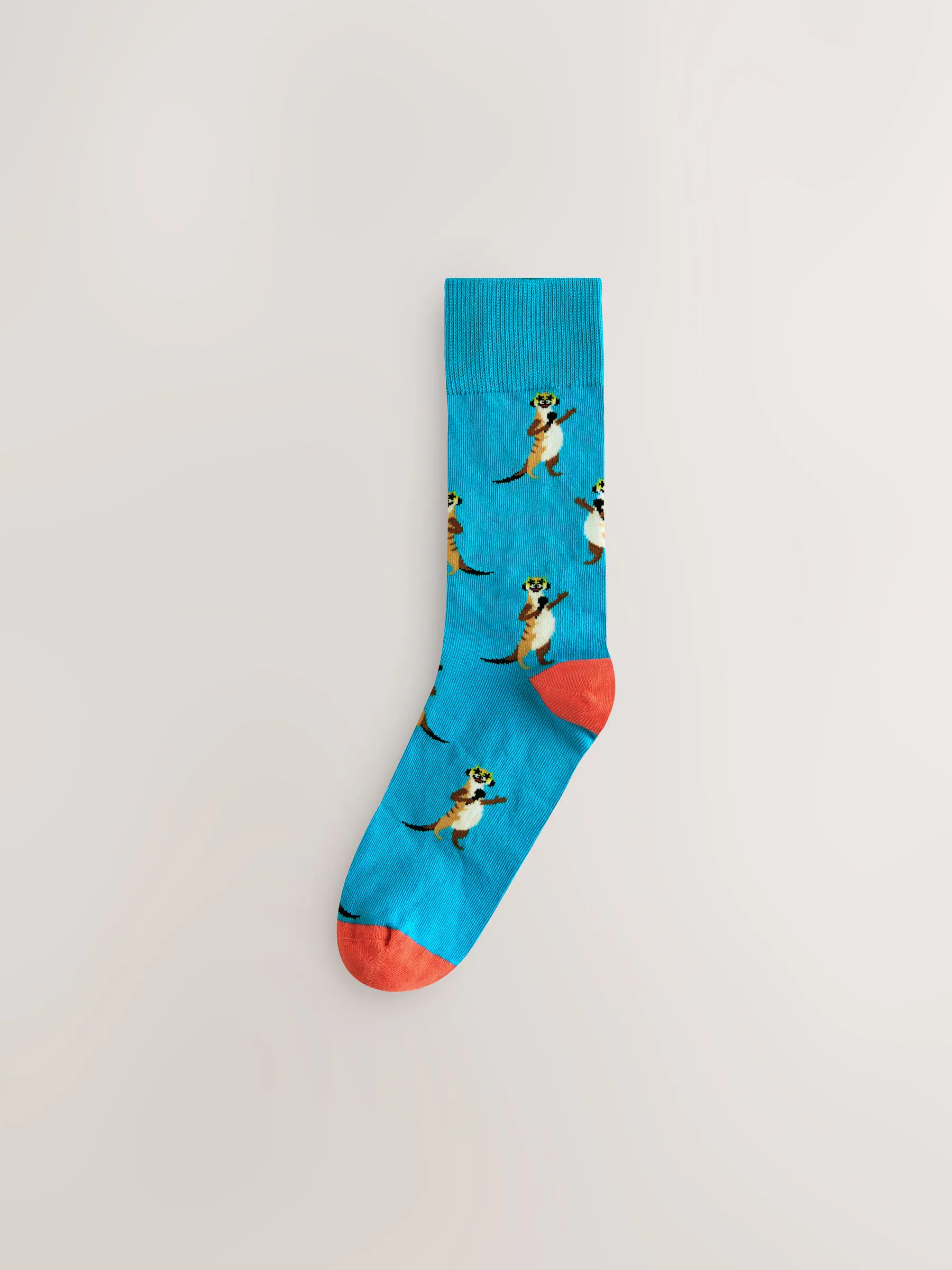 Helderrood/oranje/blauw - Set van 8 sokken met patroon