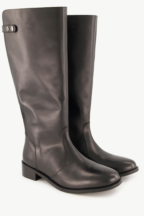 Lederstiefel, XXL-Schaft, Druckknopf-Riegel, Weite H
