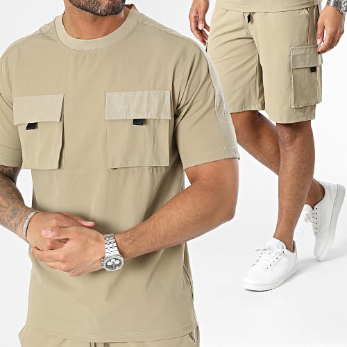 Ensemble Tee Shirt Et Short Cargo Beige