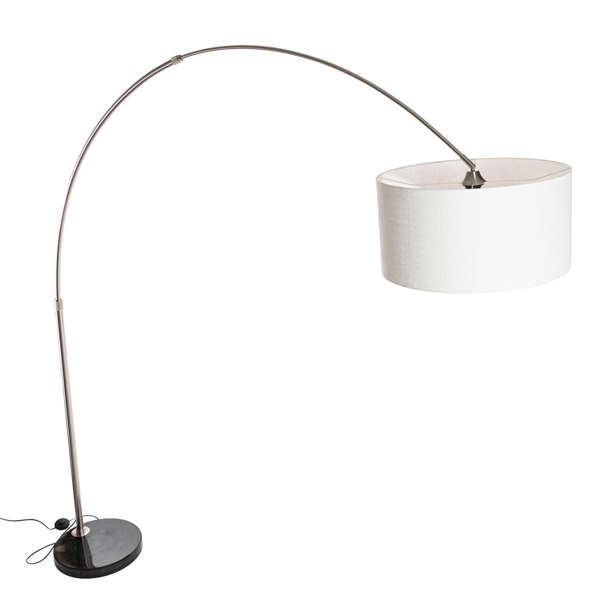 Booglamp staal stoffen kap wit 50 cm - XXL