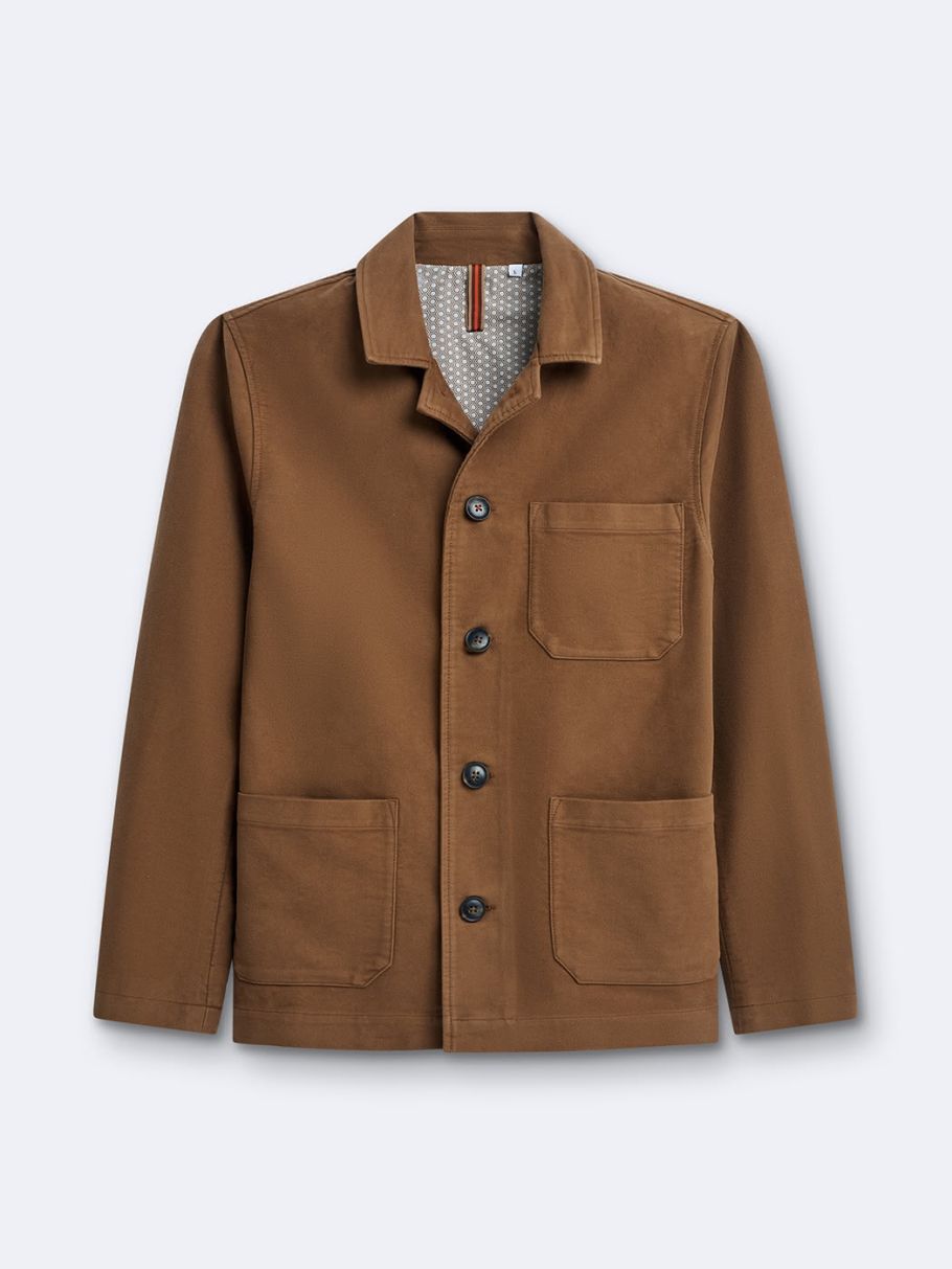 Veste casual droite en coton col chemise
