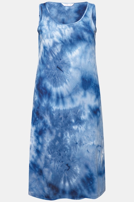 Kleid, A-Linie, Batikdruck, Rundhals, ärmellos