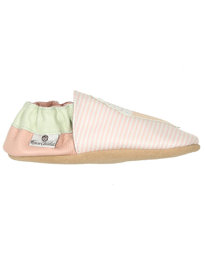 Krabbelschuhe ICE CREAM gestreift  in rosa