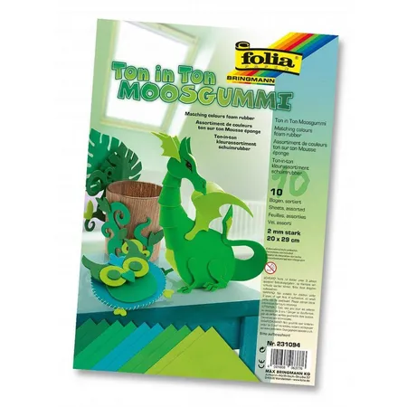 Folia Moosgummi Ton in Ton Mix grün