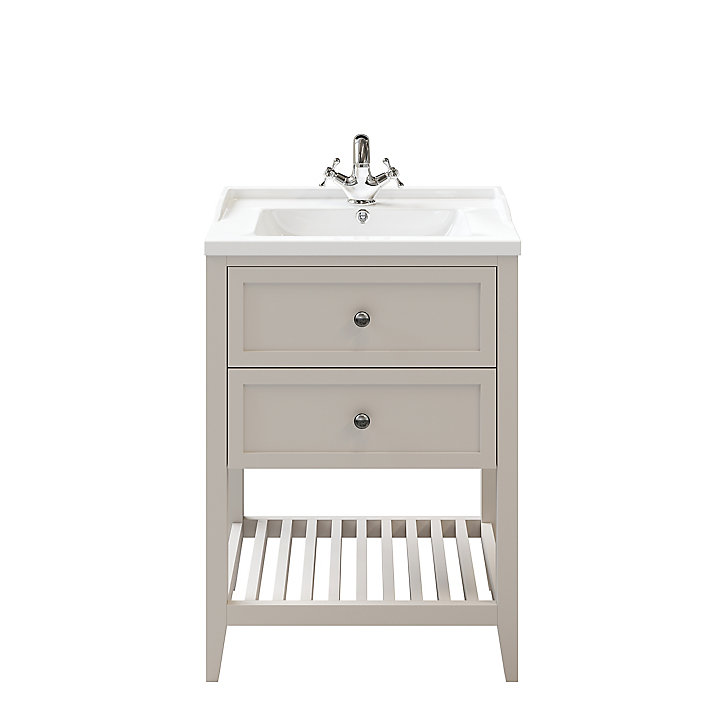 Meuble sous vasque à poser 2 tiroirs GoodHome Perma taupe 60 cm + plan vasque Lana