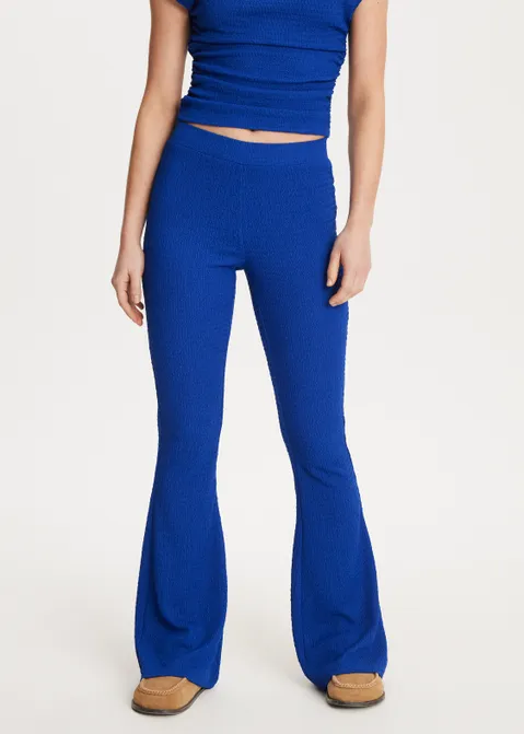 Flared broek met structuur blauw (BLW.K)