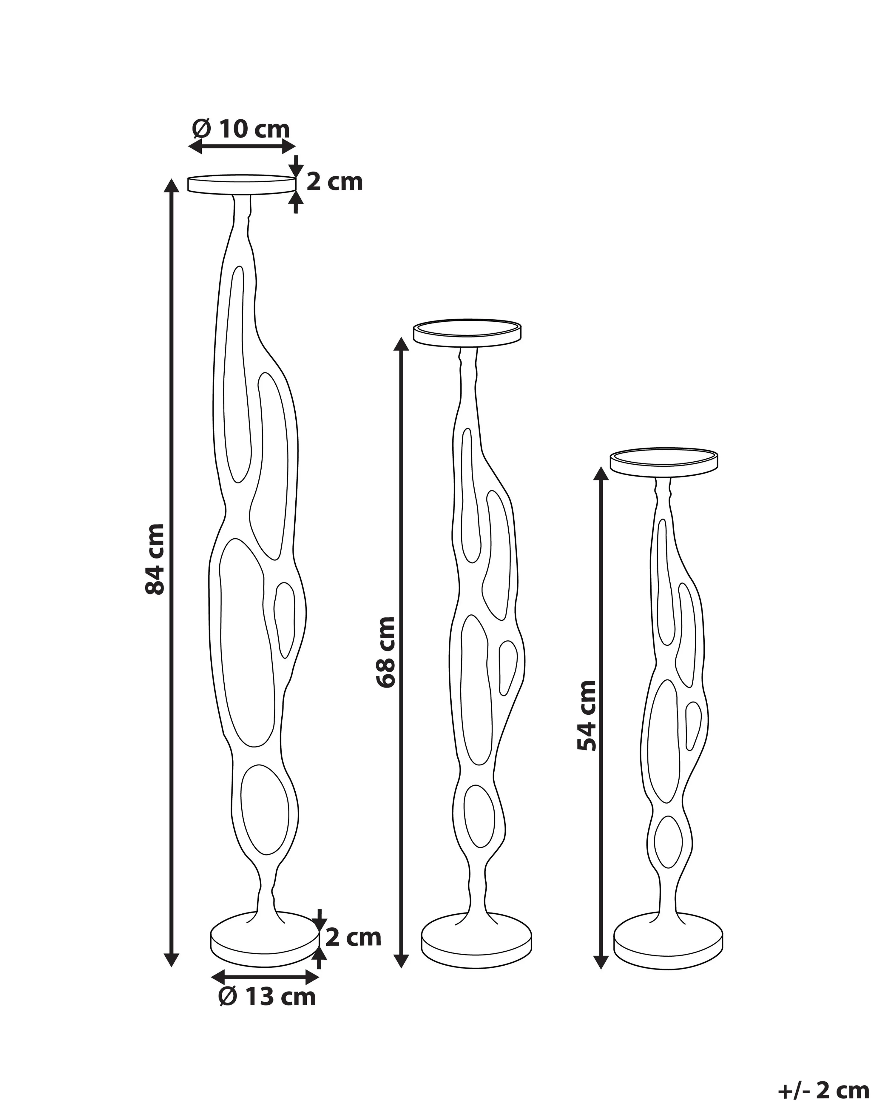 Set van 3 kaarshouders BUNI Metaal 54/68/84 cm Zwart