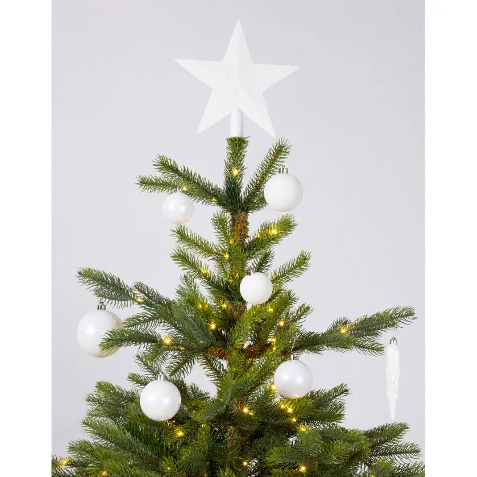 Bellatio decorations Kerstballen - 33x st - wit - met piek