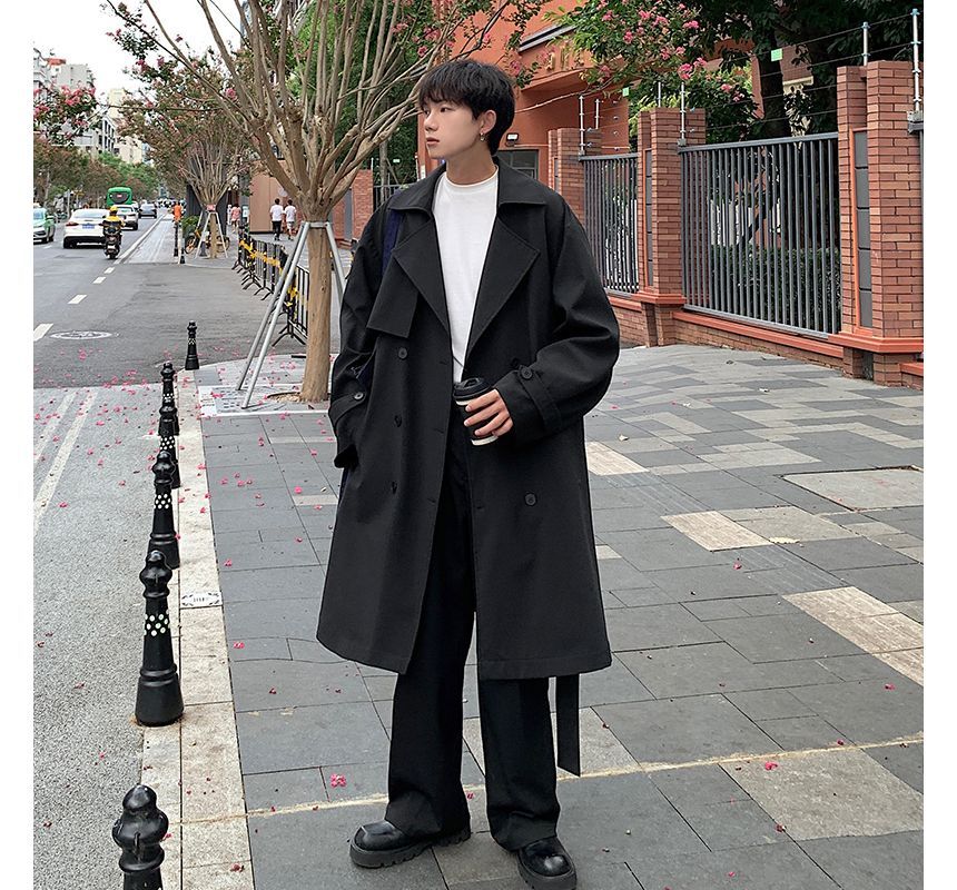 Orungeetun - Trenchcoat met lange mouwen en dubbele rij knopen