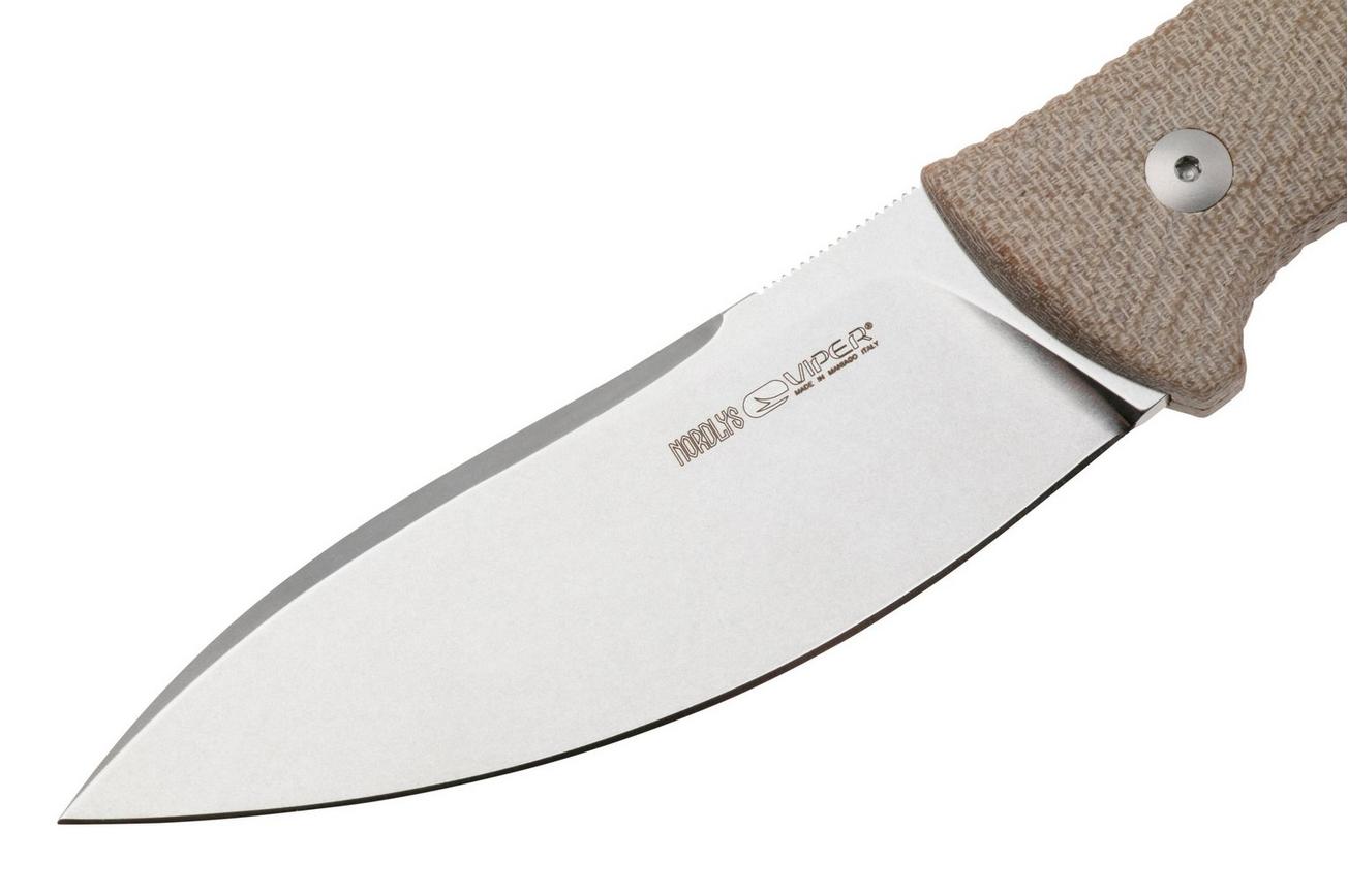 Viper Nordlys VT4044CN Stonewashed, Natural Canvas Micarta, vaststaand mes, Jens Anso design