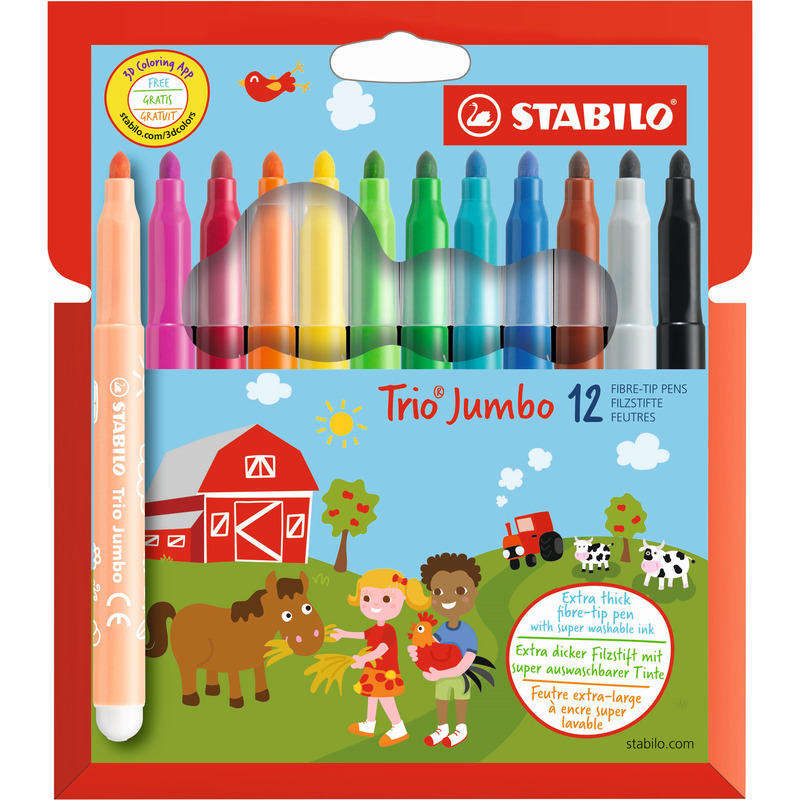 Stabilo Filzstifte Trio Jumbo, 12 Stück, assortiert