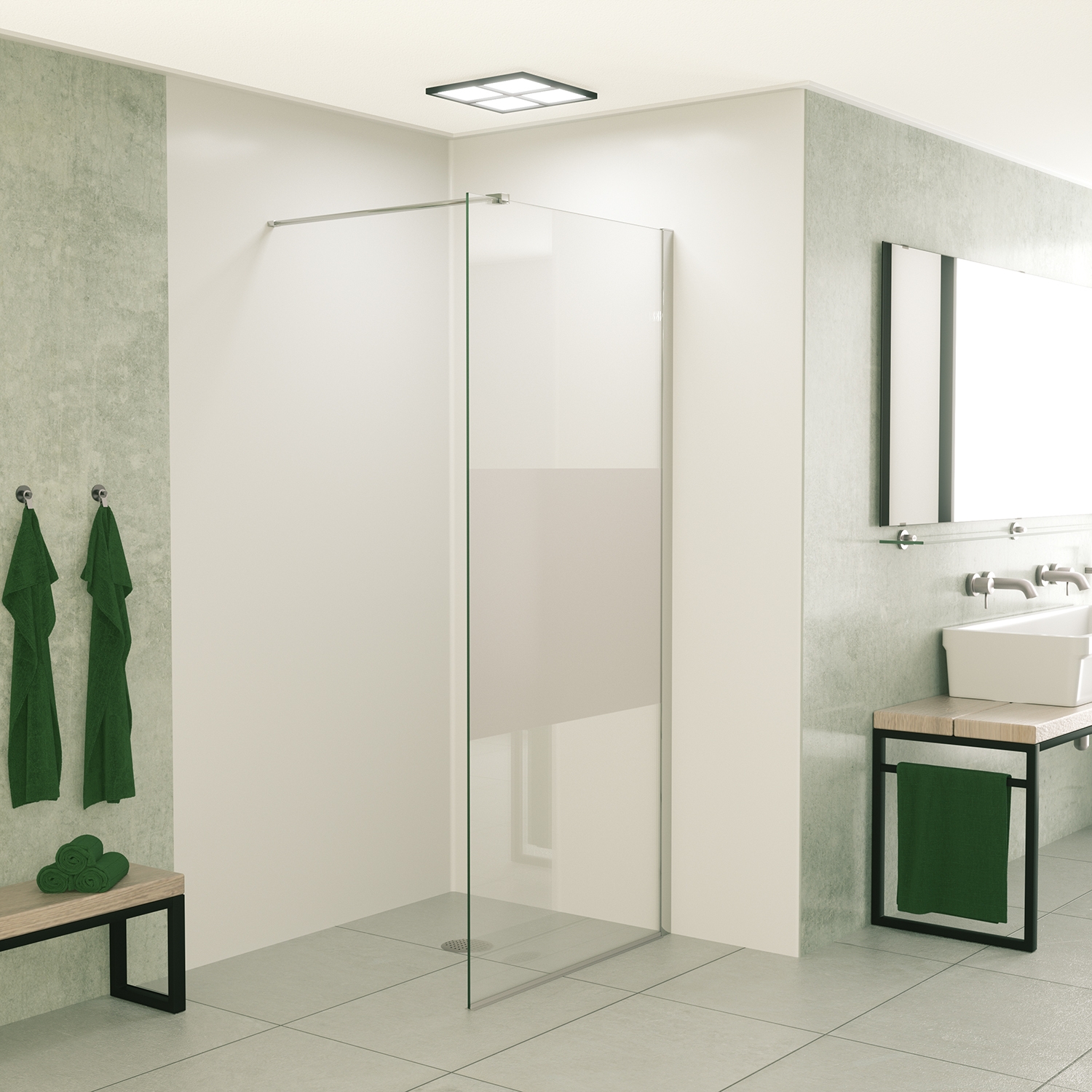 Mueller Slimline inloopdouche 80cm schaamband anti-kalk inclusief chroom profiel & stang