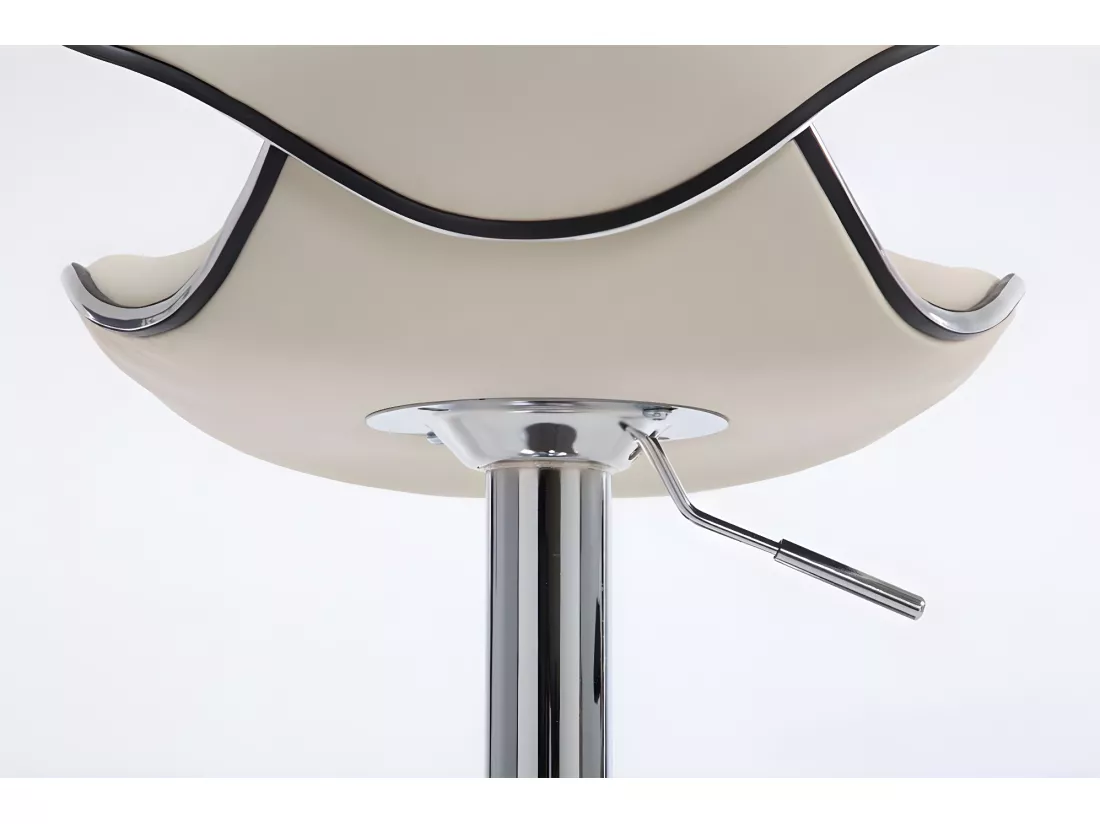 Lot de 2 Tabouret de bar - Similicuir & Chrome - Crème - Las Vegas v2