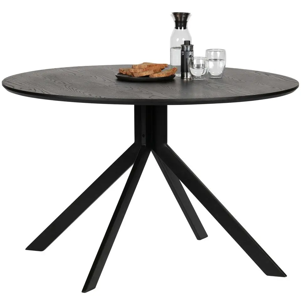 WOOOD Bruno Eettafel Rond - Mdf - Zwart - 75xØ120