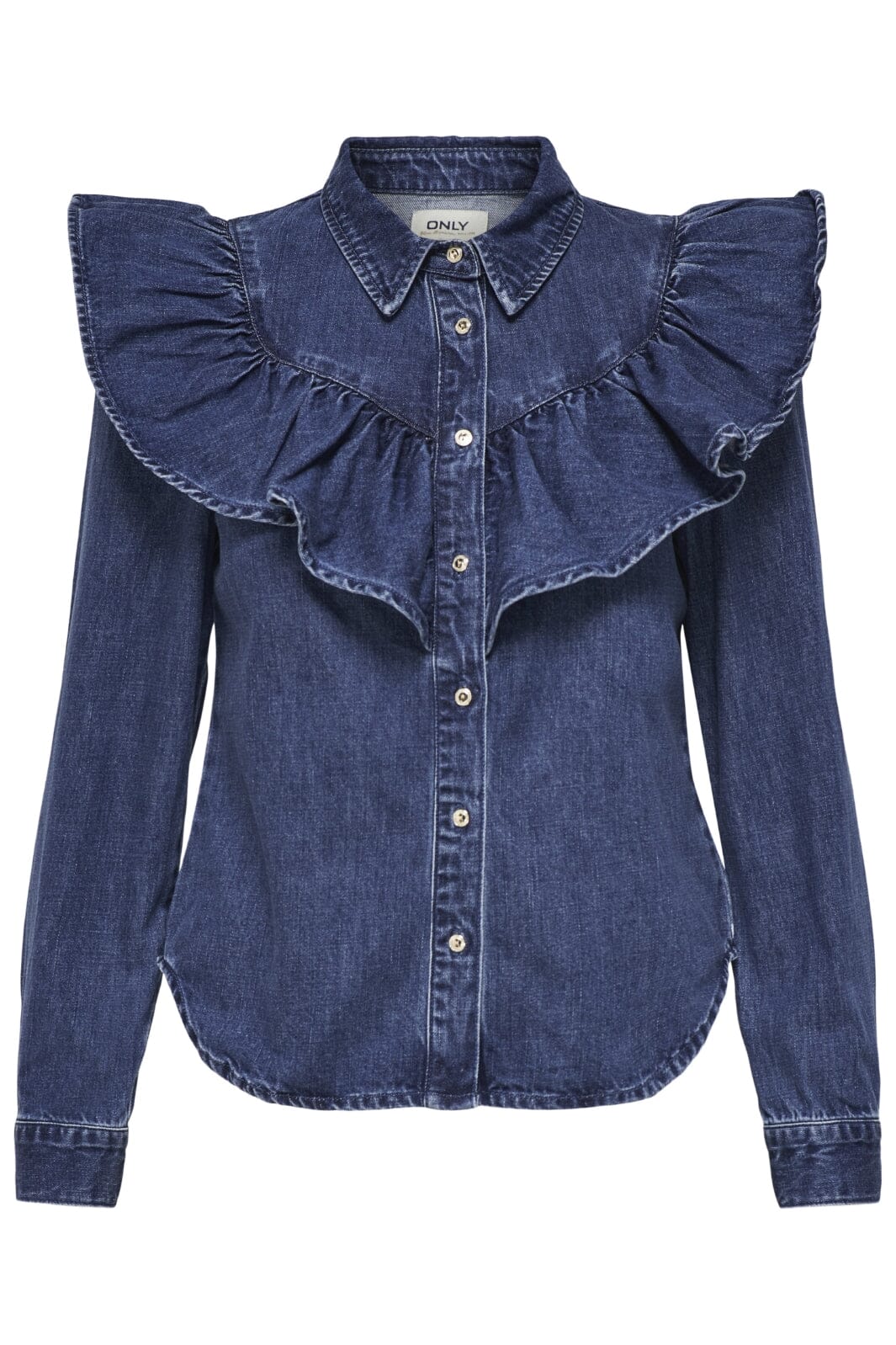 Only Onlindigo Ls Frill Shirt Qyt 4287142 dark blue denim