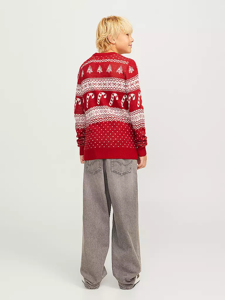 JACK & JONES Jungen Pullover JJXMAS GABRIEL rot