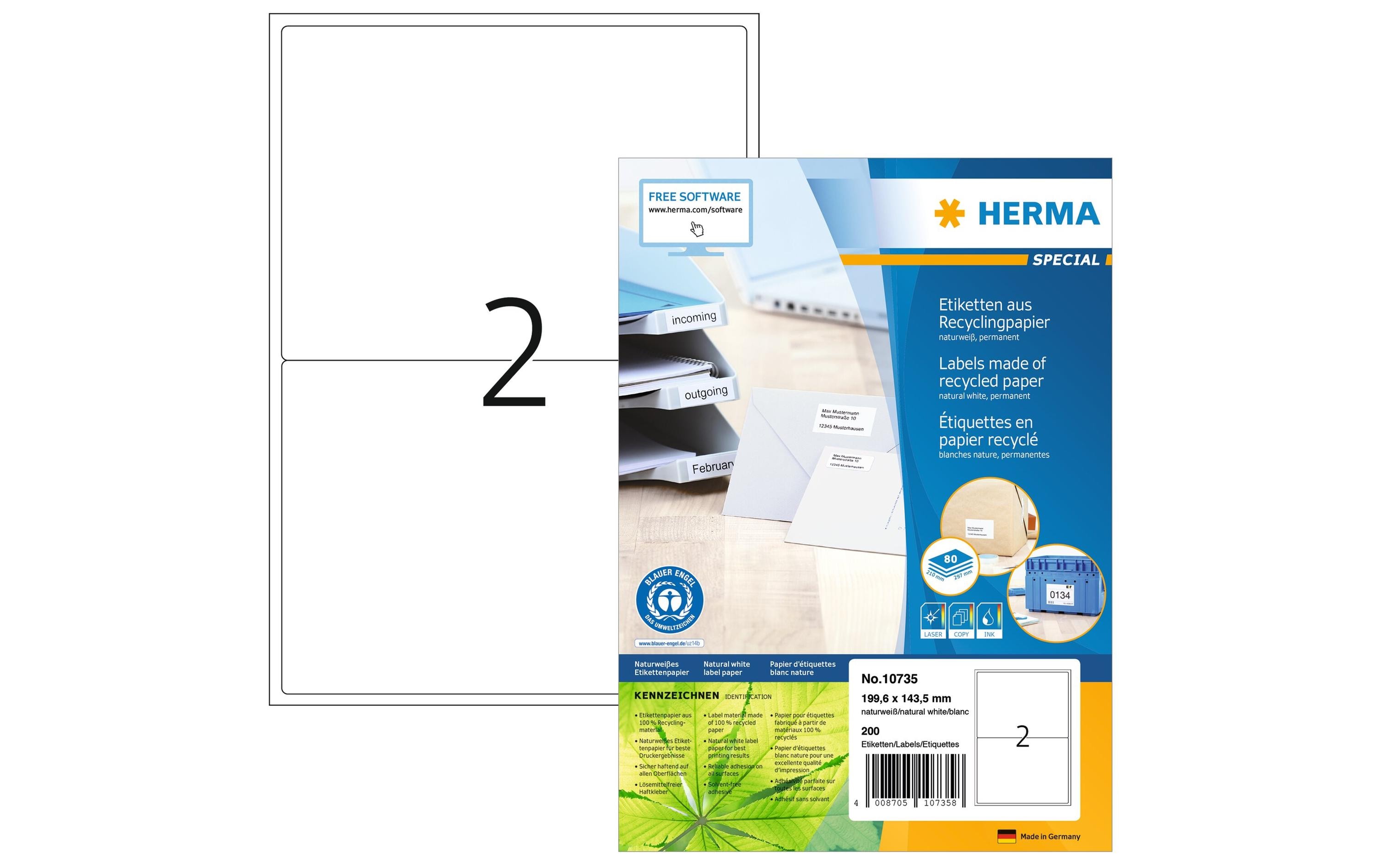 Universal-Etiketten 199.6 x 143.5 mm, 80 BlattUmweltfreundliche Etiketten