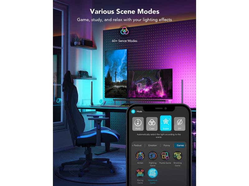 Govee Gaming Lichtbalken mit Smart Controller, RGBIC, Wi-Fi Smarte Lichtbalken