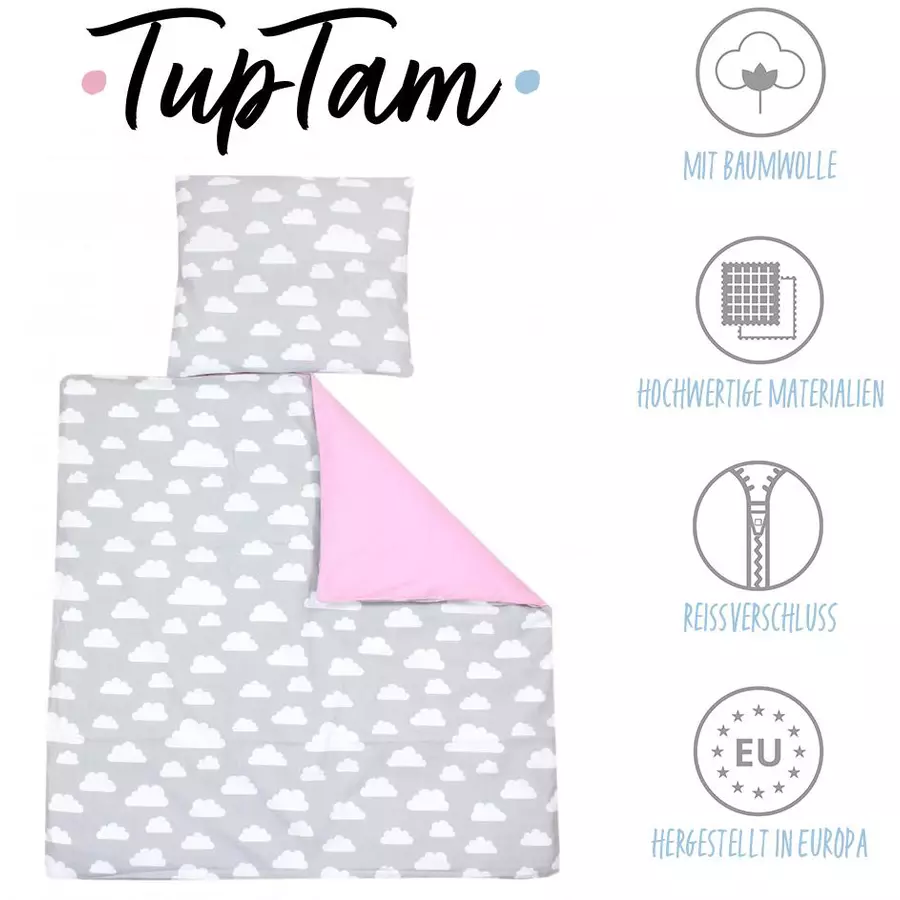 TupTam Unisex Baby Bettwäsche Wiegenset 4-teilig hellrosa