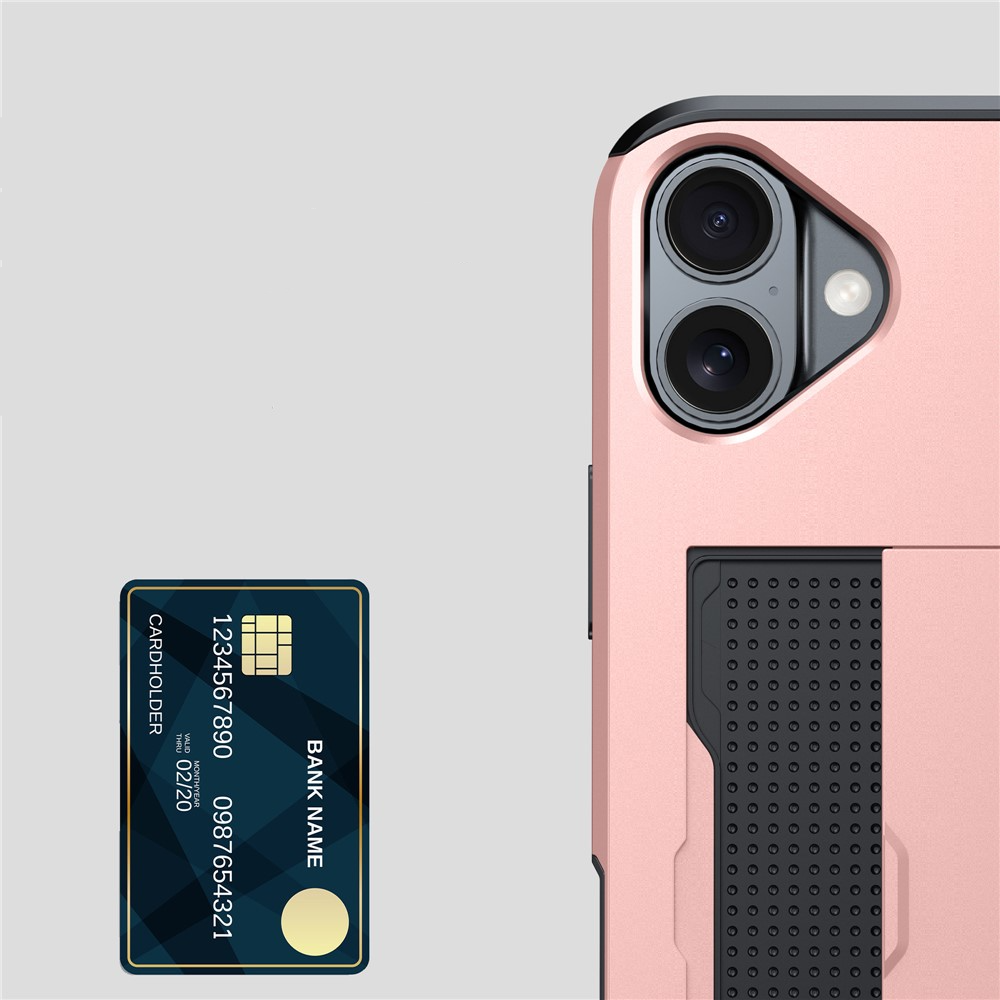 iPhone 17 Hybrid Hardcase Hülle mit integriertem Karten Portemonnaie (aufschiebbar) - Schwarz