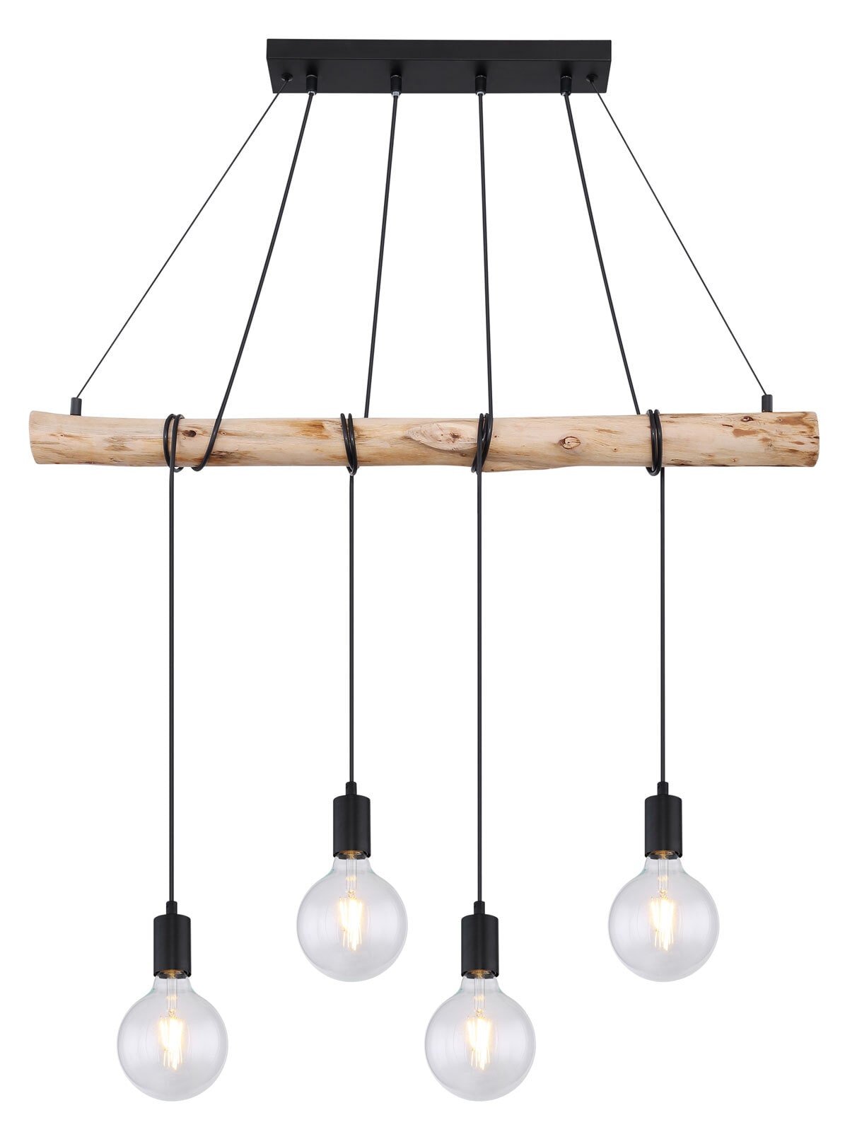AUSTON Pendellampe braun, schwarz 15439, B/H/T: 90 x 120 x 7 cm, Metall, Holz