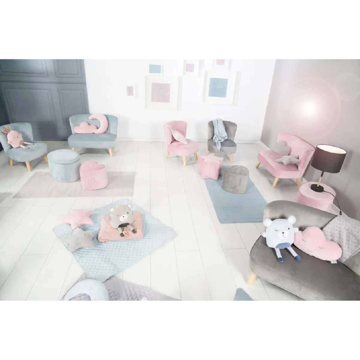 ROBA Pouf étoile enfants rose mauve