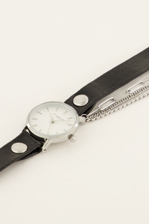 Zwart horloge met dubbele band