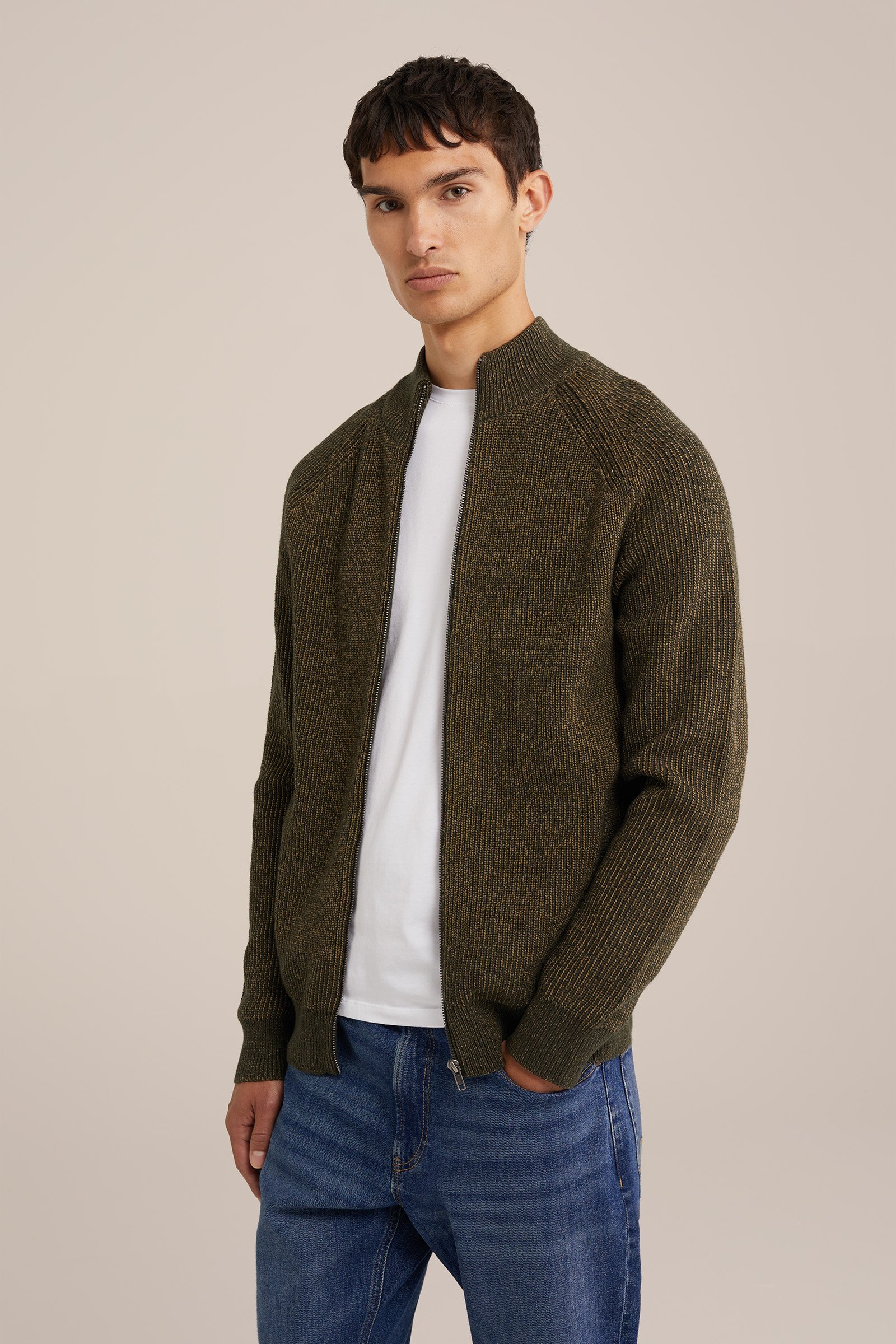 grofgebreid vest WE Fashion Donkergroen