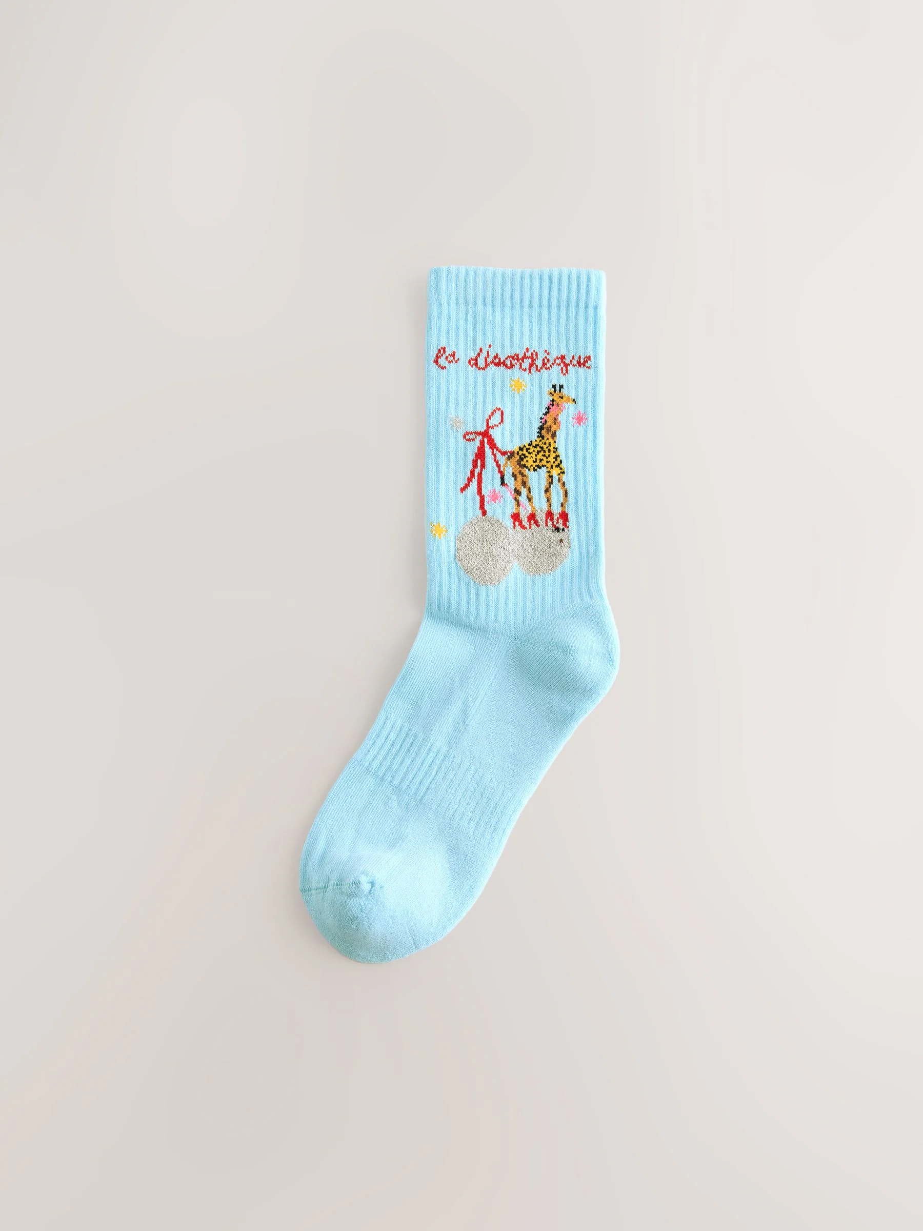 Festive Disco Giraffe - 3 Paar geribbelde enkelsokken met verzachte onderkant en voetholteondersteuning