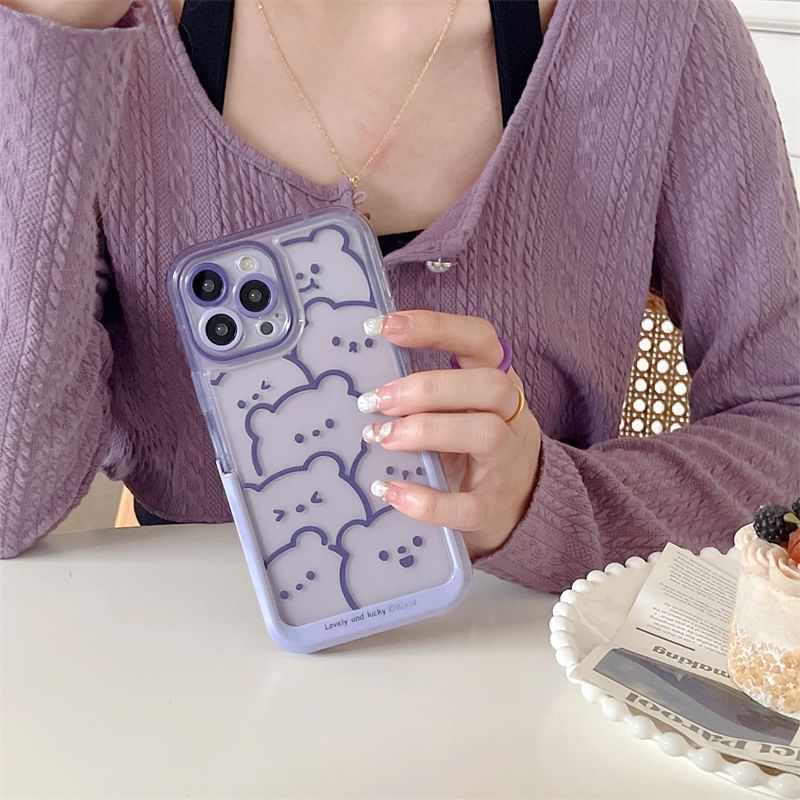 Surono - Bear Stand telefoonhoesje - iPhone 15 Pro Max / 15 Pro / 15 Plus / 15 / 14 Pro Max / 14 Pro / 14 Plus / 14 / 13 Pro Max / 13 Pro / 13 / 13 mini / 12 Pro Max / 12 Pro / 12 / 12 mini / 11 Pro Max / 11 Pro / 11