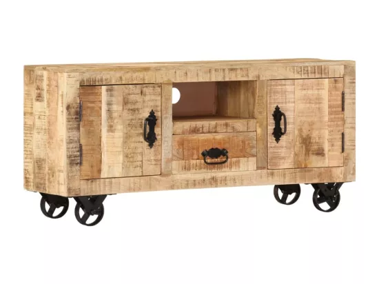 Meuble TV Bois de manguier brut 110x30x50 cm