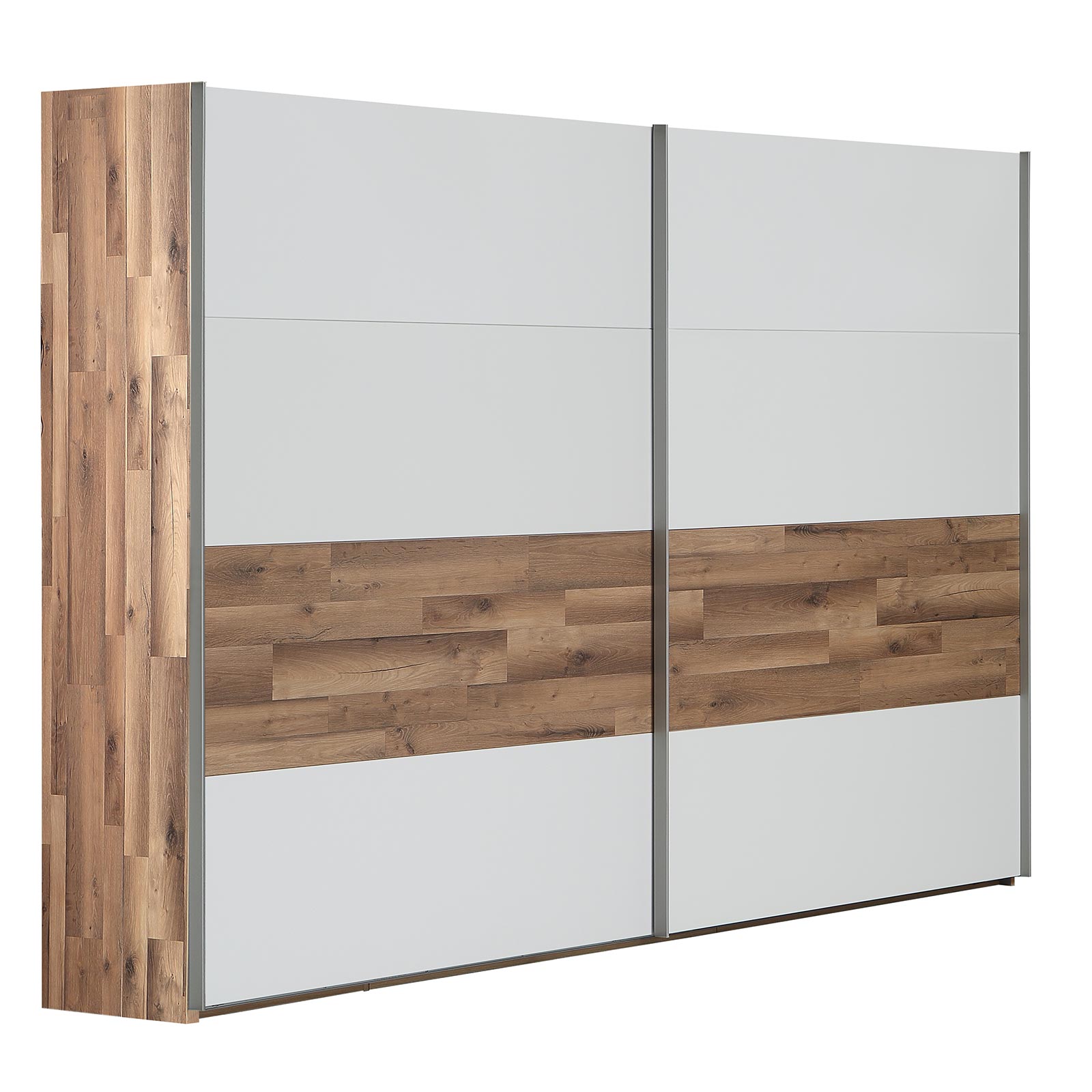 Schwebetürenschrank - Stabeiche - weiß - 270 breit