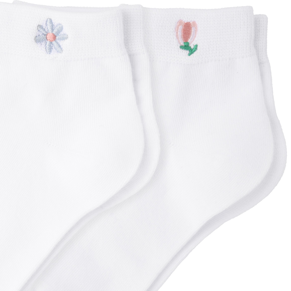 Gina Benotti 2 Paar Damen Sneaker-Socken mit Stickerei weiss