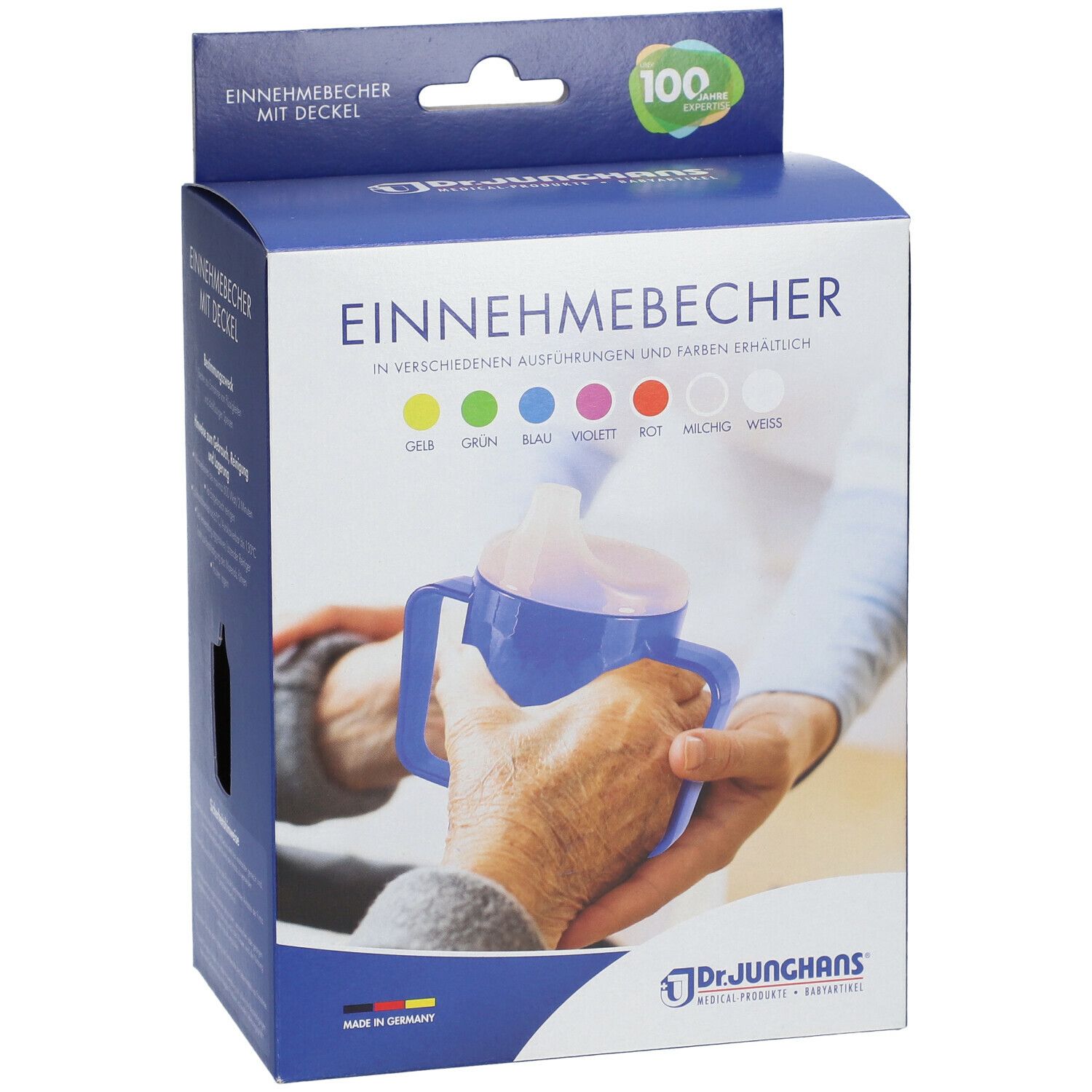 Dr. Junghans® Einnehmebecher mit Griff und Deckel 12 mm rot