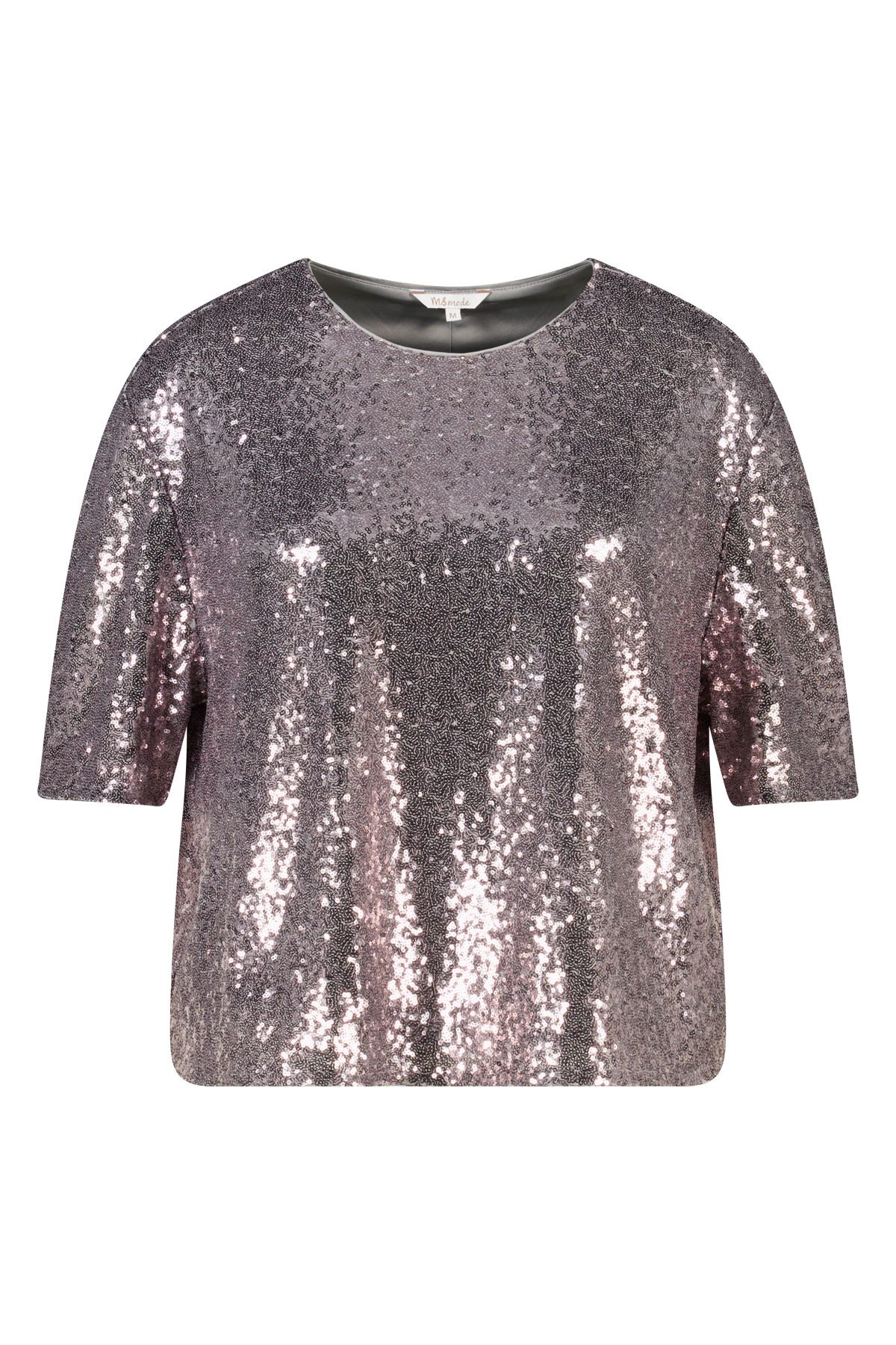 Pailletten top met korte mouwen silver