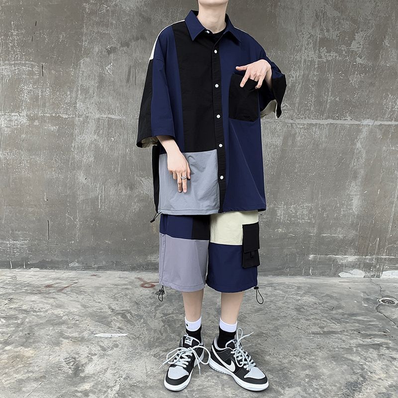 Antaeus - Set: Color Block Shirt met korte mouwen + Shorts