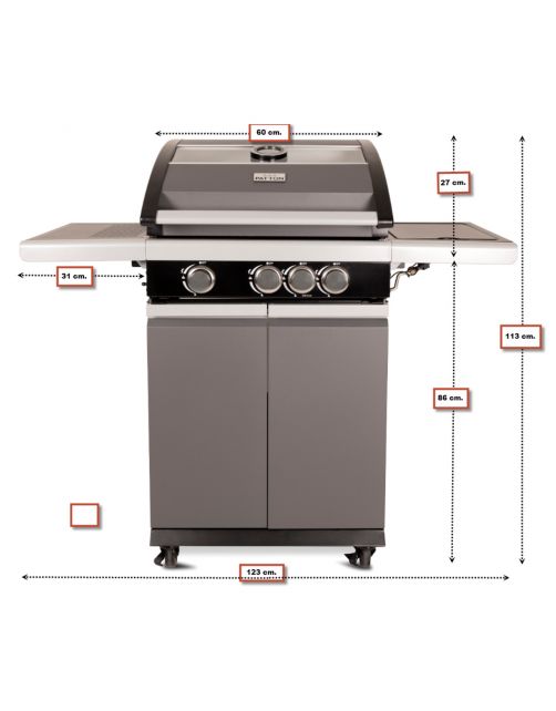 Patton Patio Pro Chef - Multi Grill 3+ Gasbarbecue - Barbecue - 54x123x113 cm 33 kg Grijs Zwart Geschikt Voor 6-8 Personen