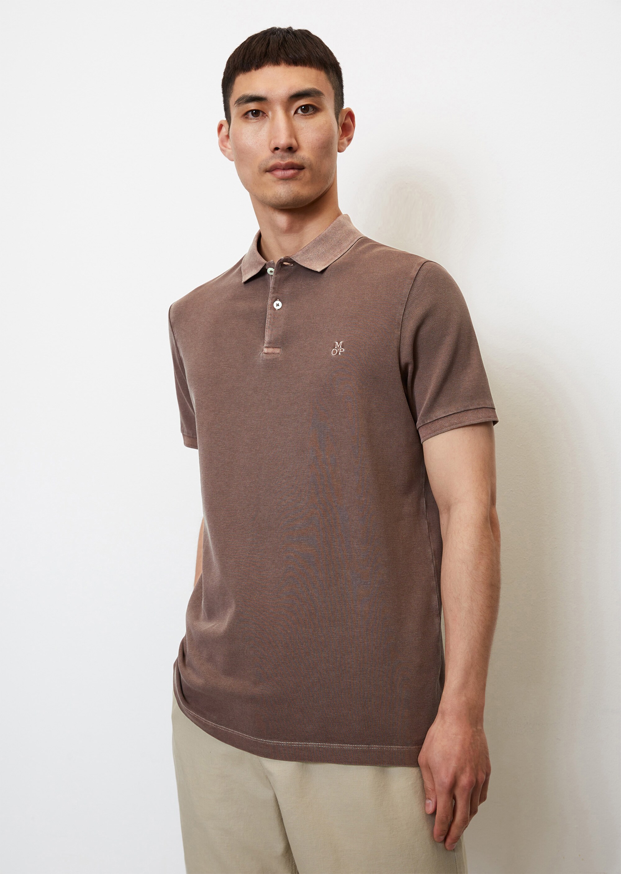 Kurzarm-Poloshirt Piqué shaped aus Organic Cotton-Stretch