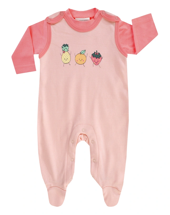 Strampler CRAZY FRUITS mit Langarmshirt 2er-Pack in weiß/rosa