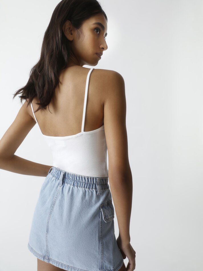 Saia cargo em jeans - Azul índigo claro