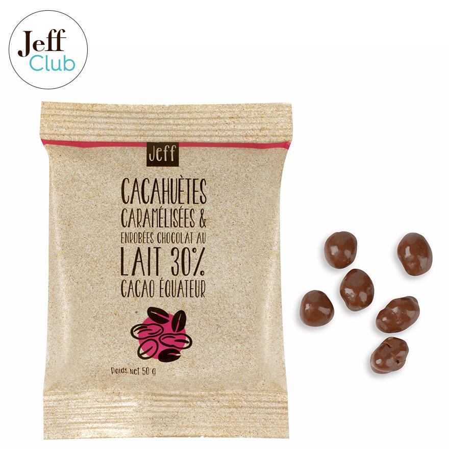 Cacahuètes caramélisées enrobées de chocolat au Lait