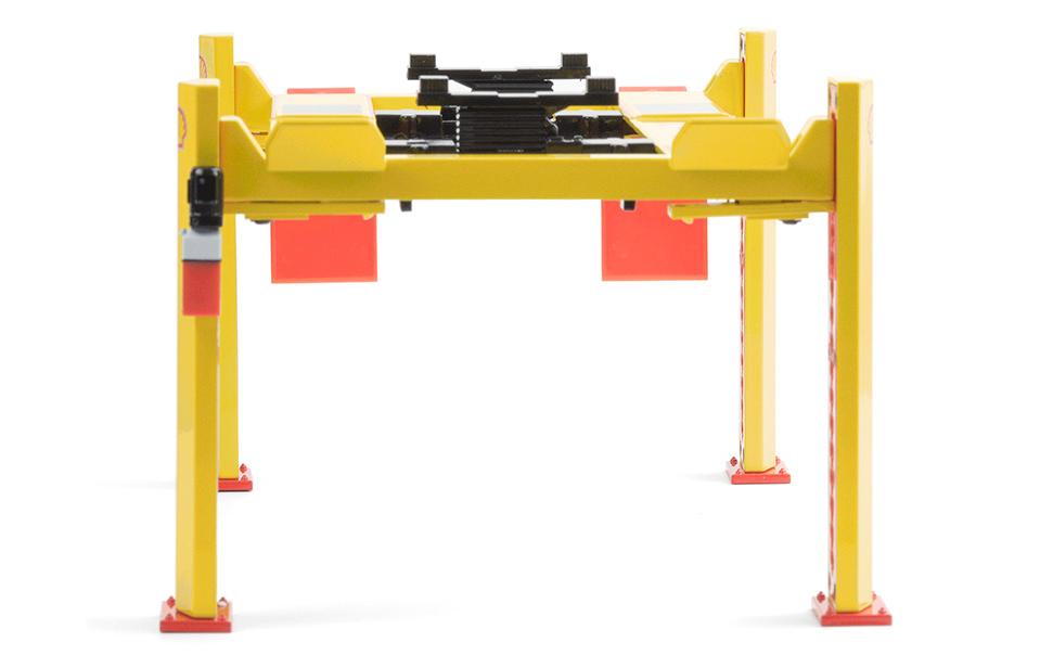 Hebebühne 4-Säulen Shell Oil No.2 1:184-Post Lift für Modellautos im Massstab 1:18