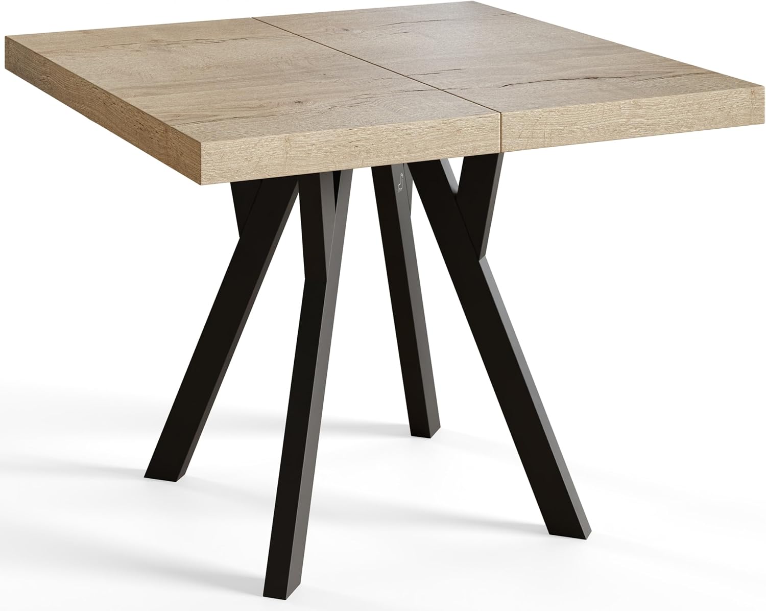 Quadratischer Esstisch ausziehbar – Moderner Wohnzimmertisch und Küchentisch – Tisch mit Holzbeinen, stabile Konstruktion, Durchmesser 80-180 cm - Farbe Halifax - Kollektion Rico