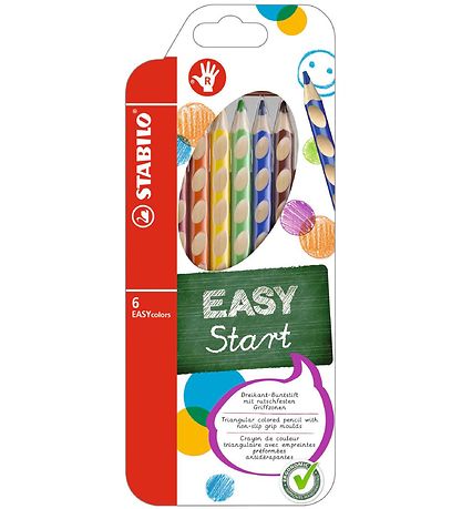 Stabilo Farveblyanter - EasyColors - H?jre - 6 stk. - Multifarve