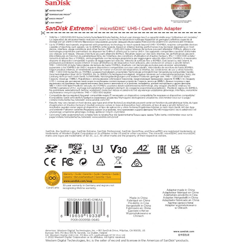 SanDisk Extreme 64 Go MicroSDXC UHS-I Classe 10