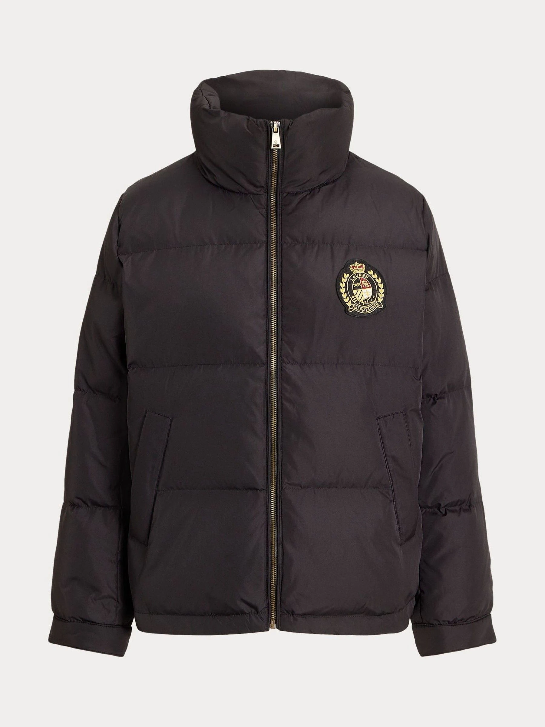 Lauren Ralph Lauren Crest Patch Quilted Funnel Neck Down Coat