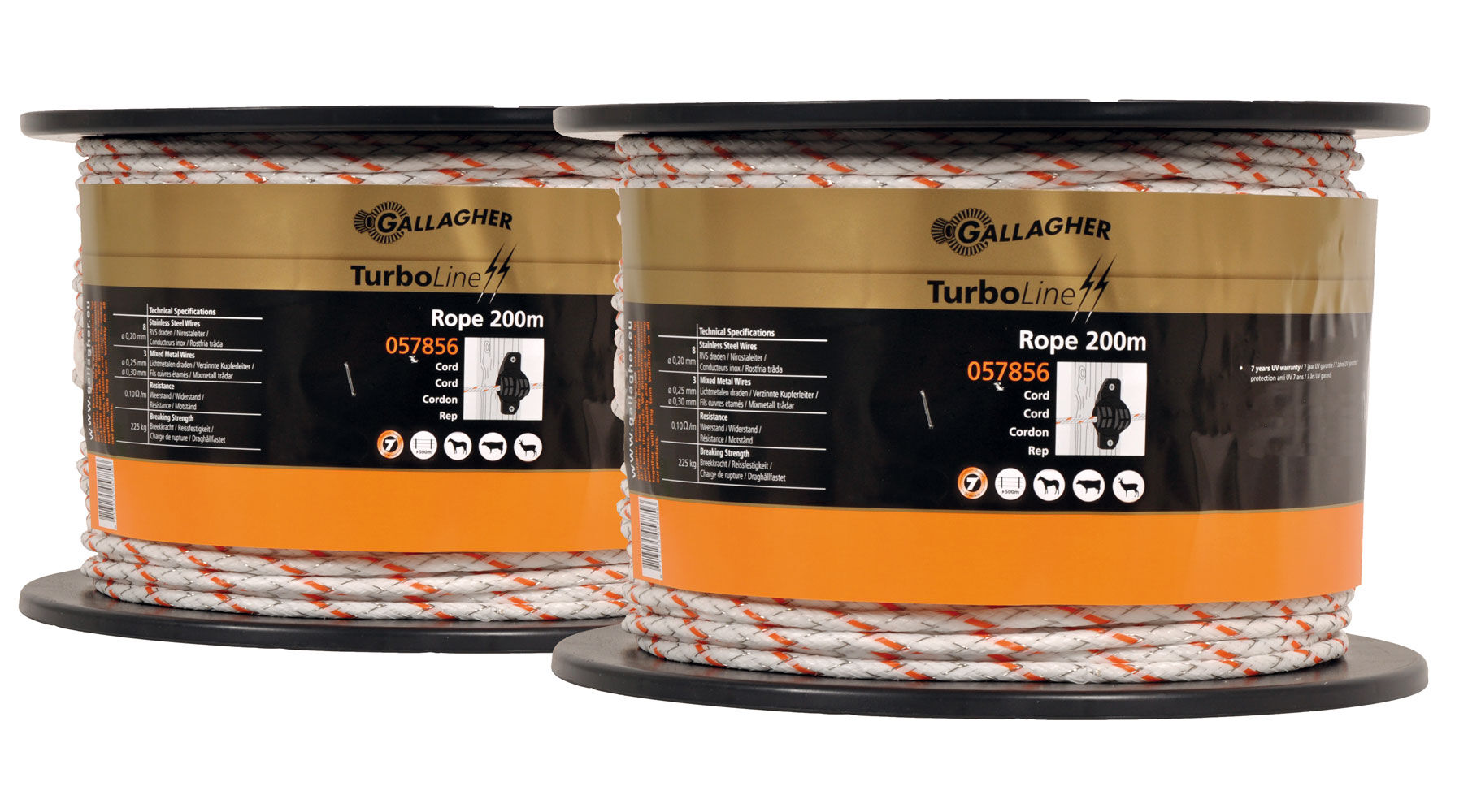 Gallagher Turboline Duopack- Schrikkoord - 17 cm - 2 Stuks - Wit - 53 cm - 40000 cm