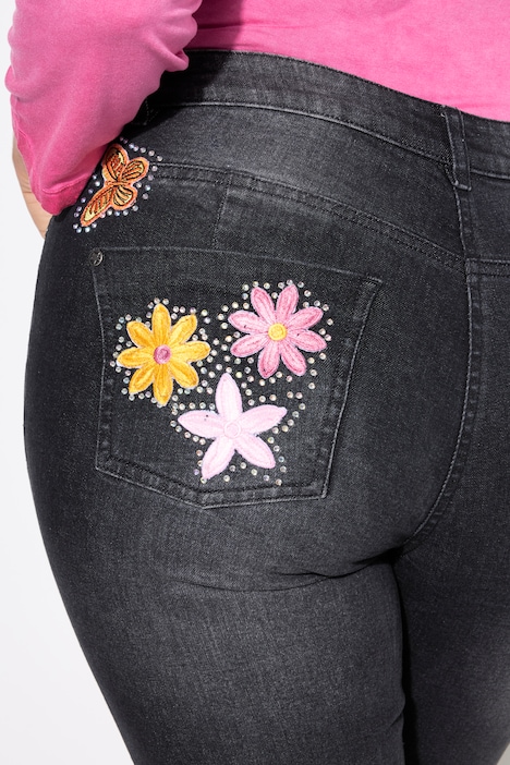 7/8-Slimjeans, schmale Passform, 5-Pocket, Patches