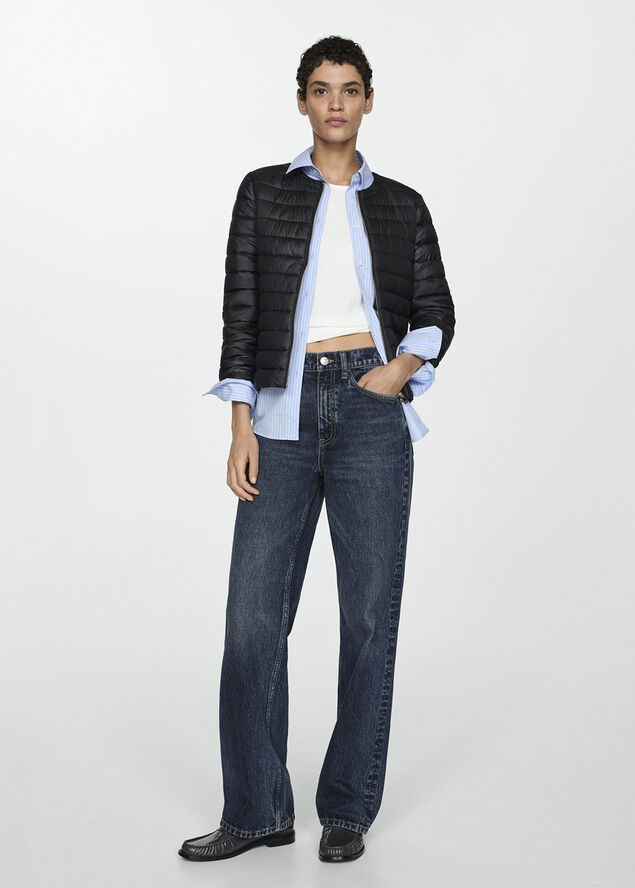 MANGO Pocket quilted jacket Black