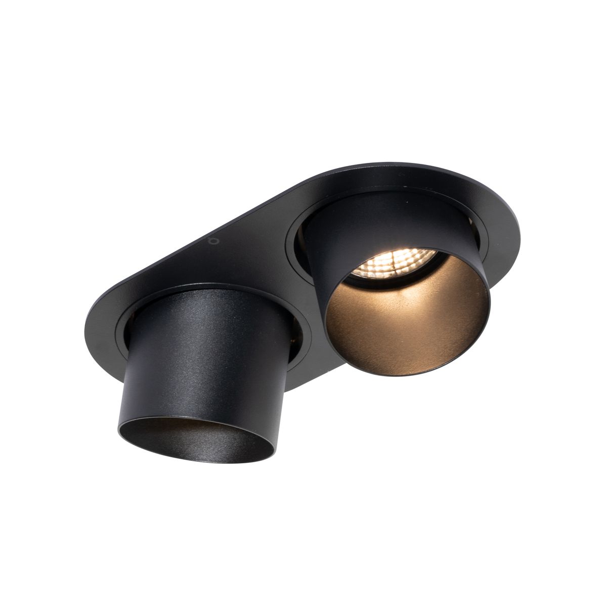 Set van 6 inbouwspots zwart GU10 70mm kantelbaar 2-lichts - Installa